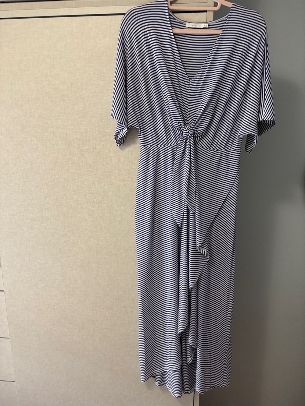 Lush Navy and White Striped Knot-Front Maxi Dress size M